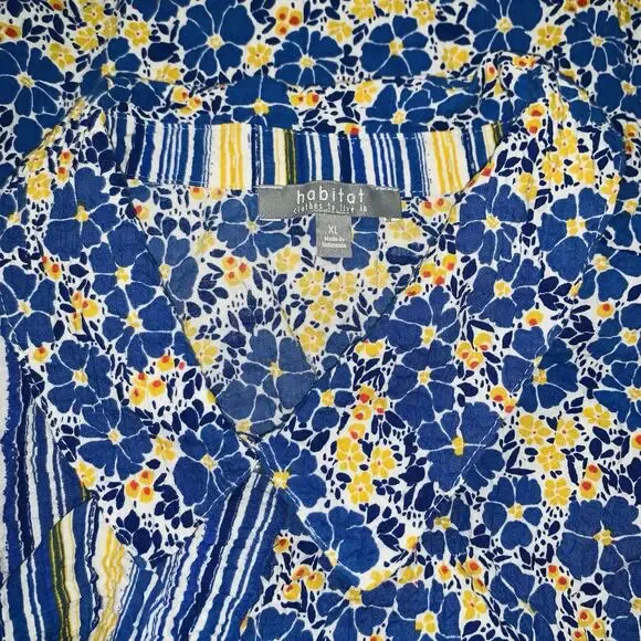Habitat Top Womens Size XL Floral Textured Button Lagenlook Artsy Casual - Picture 4 of 7